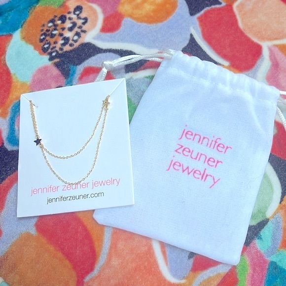 Jennifer Zeuner Jewelry double layer dainty necklace with stars NWT - Picture 1 of 4
